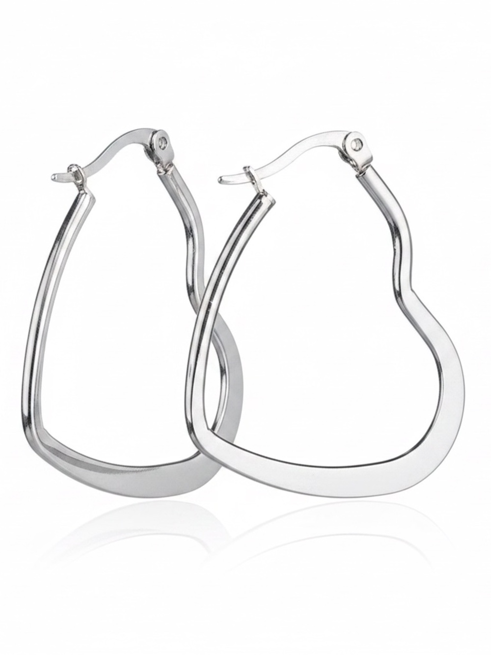Womens‎ Stainless Steel Silver Heart Hoop Earrings